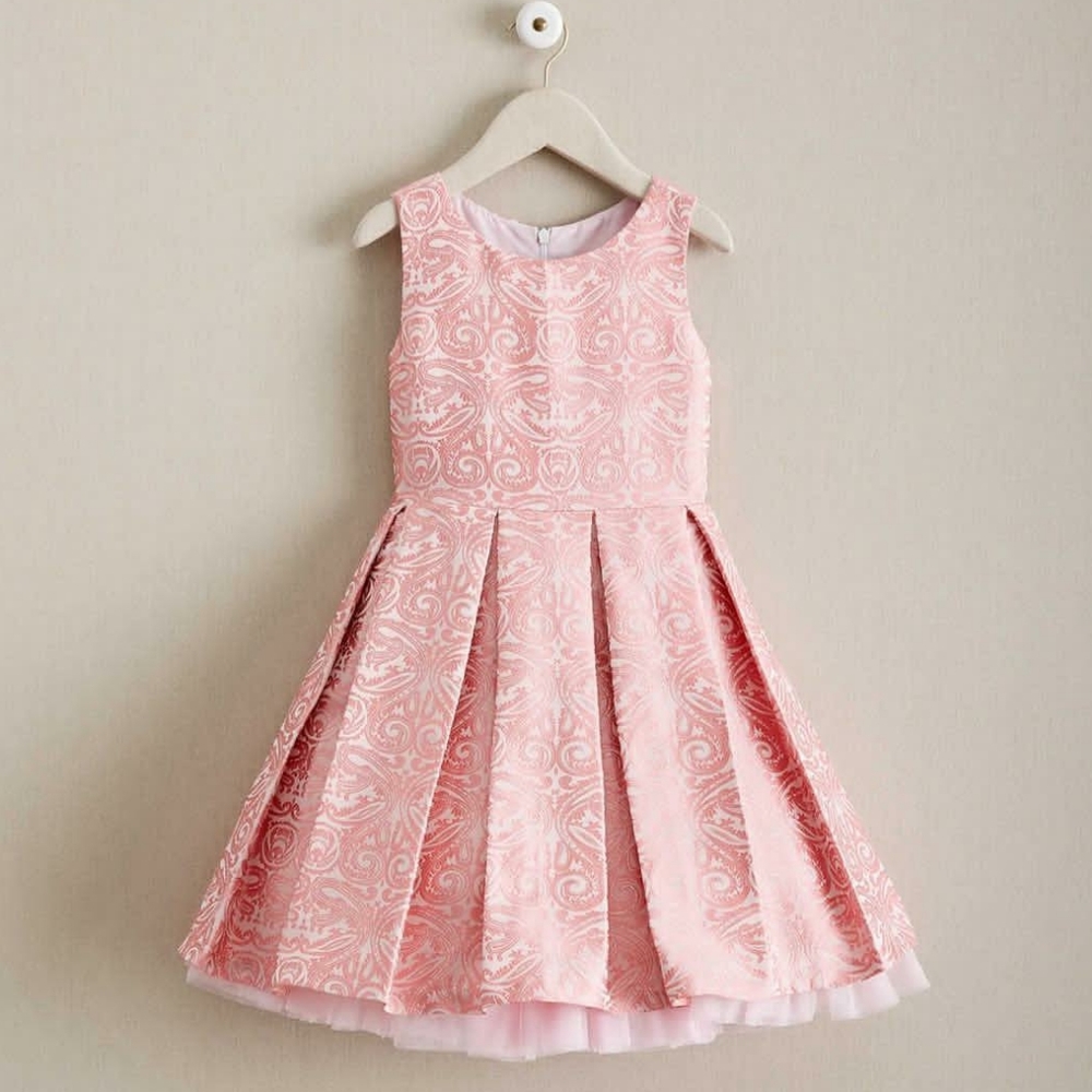 Chasing fireflies pastel pink scroll brocade dress 10 - Picture 6 of 6